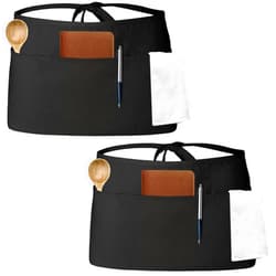 Tosewever Server Aprons with 3 Pockets, Waitress Waiter Waist Apron for Women Men Restaurant Home Black Half Apron