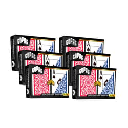 Copag 1546 Design 100% Plastic Playing Cards, Bridge Size (Narrow) Red/Blue (Jumbo Index, 6 Sets)