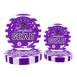 Deovige Graduation Plates-Graduation Party Decorations, 48 Pack Striped Graduation Party Plates, Congrats Grad Disposable Paper Plates Dinnerware for College High School Graduation Party Supplies Purple
