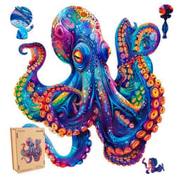 Qiuenisray Wooden Puzzles for Adults,Octopus Wooden Jigsaw Puzzles 200pcs,11.2x11.2in,Medium,Unique Shape Adult Puzzles,Irregular Wood Puzzles Creative Gift for Adults and Kids Family Game