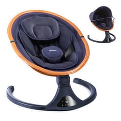 LAREX Baby Swing to Toddler Electric Infant Swing Portable for Newborn Boy Girl, 5 Sway Speeds with Remote Control, 12 Preset Melodies and Bluetooth, 0-6 Months Max 20 Lbs(Dark Wood Grain)