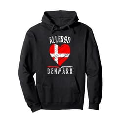 I Love Denmark Alleroed Designs Denmark Flag Heart Alleroed City Pullover Hoodie