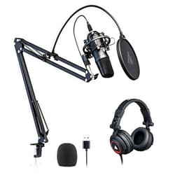 MAONO Microphone with Studio Headphone Set 192kHz/24bit Vocal Condenser Cardioid Podcast Mic Compatible with Mac and Windows, YouTube, Gaming, Live Streaming, Voice-Over (AU-A04H)