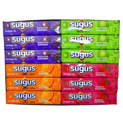 Sugus Chewy Candy Candies Bar Assorted Flavour Green Apple ,Blackcurrant, Orange and Raspberry, (Pack of 12) / 12.72 Ounce