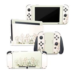 Tacky Design Japanese Cherry Blossom Skin Compatible with Nintendo Switch Skin Wrap Cover, Beige Color Skin for Nintendo Switch Stickers, Premium Vinyl 3M Full Wrap Decal