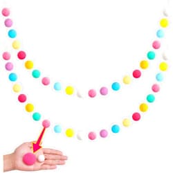 XmasExp Pastel Colorful Pom Pom Garland Decorations - Large Spring Felt Ball Garland for Classroom,Christmas, Mantle Decor, Easter Tree Ornaments, Baby Shower and Party Hanging Decor,13 Ft.