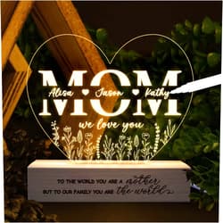 BEETHIS Custom Flower Printed Led Night Light, Mom Light Up Sign from Daughters, Mother's Day Gift Custom Night Light Mom Gifts, Mothers Day Gifts, Mom Gifts for Mother, Wife, Mother-in-Law