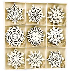 Joyavo 45pcs Christmas Wooden Snowflakes, 4 inch Unfinished Wood Hanging Cutout Large Snowflakes Ornaments Embellishment for Crafts Rustic Christmas Tree Decor Winter Decoration Gift Tags Kids Xmas Paint