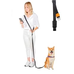 SVD.PET 4-in-1 Hands Free Dog Leash, Versatile Crossbody Dog Leash with Easy Release Buckle, Adjustable Waist Fit for Walking, Jogging and Running Your Pet (Black)