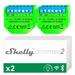 Shelly Dimmer 2 | WiFi Smart Dimmer Switch | No Neutral Wire Required | Home Automation | Compatible with Alexa & Google Home | iOS Android App | No Hub | Wireless Switch | Dimmable Lights (2 Pack)