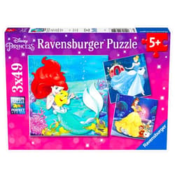 Ravensburger Disney Princesses Puzzle Set | 3 x 49-Piece Jigsaw Puzzles | Unique Piece Design | Fosters Brain Development in Kids | FSC Certified Materials
