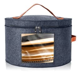 Kovpnor Round Hat Box, Stackable Felt Hat Boxes for Women Storage, Foldable Premium Hat Travel Case with Dustproof Lid, Space Saving Hat Organizer (Grey)