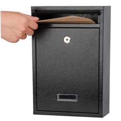 KYODOLED Key Lock MailBoxes for Outside, Locking Wall Mount Mailbox, Security Key Drop Box for Letters Newspapers, Cards, 12.4H x 8.54L x 3.35W Inches, Black