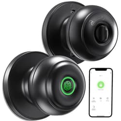 GeekTale Fingerprint Door Lock for Bedrooms, Fingerprint Door Knob with Lock, Smart Door Knob Biometric Door Knob, App Control, Back-up Keys, Thumbprint Door Knob for Bedrooms, Office, Apartment