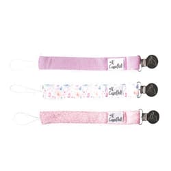 Copper Pearl Premium Knit Pacifier Clips 3-Pack: Stylish Stainless Steel Holders for Baby Girls and Boys - Prevents Floor Drops - Bloom Design