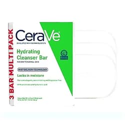 CeraVe Hydrating Cleanser Bar | Soap-Free Body and Facial Cleanser with 5% Moisturizing Cream | 3-Pack, 4.5 Ounce Each