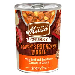 Merrick Chunky Grain Free Premium And Wholesome Canned Dog Food, Real Meat Pappy’s Pot Roast Dinner In Gravy - (Pack of 12) 12.7 oz. Cans