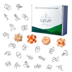 LYiUP Brain Teaser Puzzles for Puzzle Games 28Pcs Mind Puzzles Wooden and Metal Puzzles Educational Toys 3D Puzzles Unlock Interlock IQ Puzzles for Teens