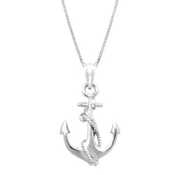 Honolulu Jewelry Company Sterling Silver Ship Anchor and Rope Nautical Necklace Pendant with 18