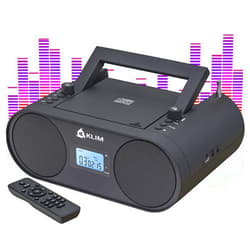 KLIM Boombox B4 CD Player Portable Audio System - New - AM/FM Radio with CD Player MP3 Bluetooth AUX USB - Wired & Wireless Mode Rechargeable Battery - Remote Control Autosleep Digital EQ