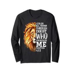 Christian Gifts by Jeremiah James Christian Bible Verse Sayings Religious Gifts Him Lion Judah Long Sleeve T-Shirt