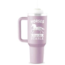 ROSTANTEN Horse Gifts for Women Girls - Horse Stuff - 40 oz Engraved Tumbler with Handle & Straw - Gifts for Horses Lovers Birthday Christmas Gift - Horses Keep Me Stable