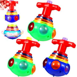 TOYANDONA 3Pcs Spinning Top Toys, LED Light Up Flashing Music Spinning Tops for Kids Gifts Birthday Party Favors Goodie Bag Fillers（Random Color