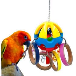 GILYGI Bird Parrot Plastic Ball Toys with Colorful Cardboard Bagel and Acrylic Pacifiers for Parrot African Grey Cockatoo Cockatiel Sun Conures