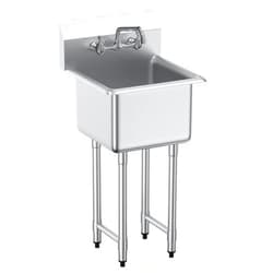 VEVOR Stainless Steel Prep & Utility Sink, 1 Compartment Free Standing Small Sink Include Faucet & legs,commercial Single Bowl Sinks for Garage, Restaurant, Kitchen, Laundry