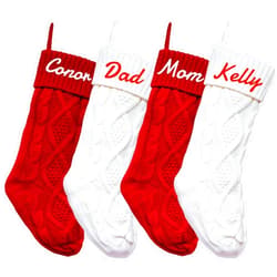 XENTUMI Personalized Christmas Stockings Set of 2 Custom Embroideried Name Christmas Stockings White Large Farmhouse/Rustic Xmas Stocking Christmas Ornament Fireplace