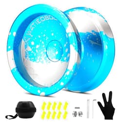 WATIEOBOO YOYO Responsive Yoyo Professional,C130 Fingerspin Yo yo for Kids Adults Beginner Metal Unresponsive Yoyos for Adults Advanced Player with Yoyos Strings -Blue Silver