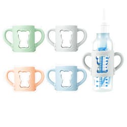 PandaEar 4 Pack Silicone Baby Bottle Handles Compatible with Dr Brown 8 oz/250 ml Narrow Baby Bottles, Baby Feeding Bottle Holder Grips
