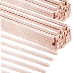 Yulejo Balsa Wood Sticks 1/8 x 1/8 x 12 Inch Hardwood Square Dowels Unfinished Wooden Strips for DIY Molding Crafts Projects Making (60 Pieces)