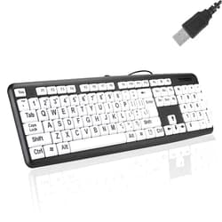 Ciciglow Large Print Keyboard, 104 Keys Wired USB High Contrast Keyboard with Oversized Print Letters for Visually Impaired Low Vision Individuals(Black)
