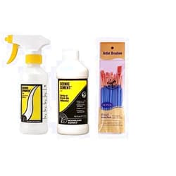 Make Your Day Woodland Scenics Bundle, Scenic Cement 16oz, Scenic Sprayer, and Make Your Day Paint Brushes