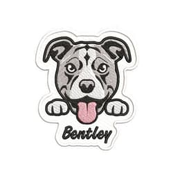 5SECOM Custom Embroidered Dog Name Patches, Personalized Pitbull Smiling Dog Patches, Gifts for Dog Lovers, Sew Iron on/Hook and Loop for Backpacks Caps Hats Jackets Bags Military Vest