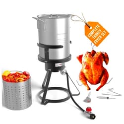 Gas One GasOne 30QT Turkey Fryer Set and Seafood Boil with Propane Gas Burner, Perforated Basket – Perfect Outdoor Cooker for Crawfish, Crab, Shrimp, Lobster, and Frying – Complete Outdoor Cooking Kit