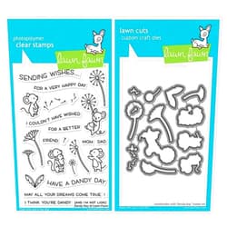 Lawn Fawn Dandy Day 4”x6” Clear Stamp Set and Coordinating Custom Craft Die Set (LF2217, LF2218), Bundle of 2 Items