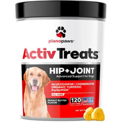 Planopaws Glucosamine for Dogs Hip and Joint Supplement - Safe Joint Support for Dogs -Natural Dog Joint Supplement with Glucosamine Chondroitin MSM Turmeric for Dogs - 120 Joint Care Chews for Dogs ActivTreats