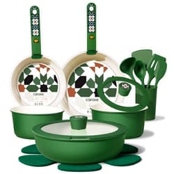 CAROTE 19Pcs Ceramic Cookware Set, Pots and Pans Set Non stick, Non Toxic Cookware Detachable Handle, Kitchen Cooking Set - Induction Cookware, Dishwasher/Oven Safe, PFAS Free, Green