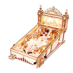 Rowood Wooden Puzzles 3D Pinball Machine Mechanical Model Wooden 3D Puzzles for Adults DIY Pinball Game Wooden Puzzle-Model Building Kits Christmas Birthday Gifts for Adult and 14+ Teens