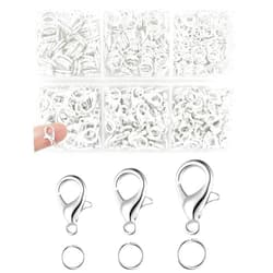 FIVEIZERO 900PCS FIVEIZERO Lobster Claw Clasps and Jump Rings Set - Silver Jewelry Clasps for Necklace, Bracelet, Keychains, and DIY Jewelry Making Supplies