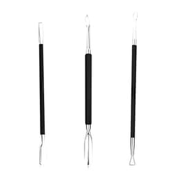 Opove Cuticle Pusher Stainless Steel Triangle Nail Poly Gel Polish Remover Deeply Nail Cleaner Professional 3pcs Manicure Remover Tool Cuticle Care for Fingernails and Toenails,opove CP-3 Black