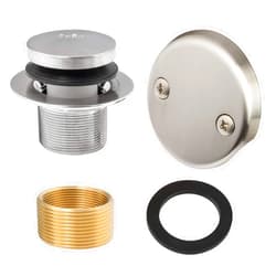 Artiwell Tip-Toe Tub Trim Set with Two-Hole Overflow Faceplate, Replacement Bath Drain Trim Kit with 2-Hole Overflow Faceplate and Universal Fine/Coarse Thread (BRUSHED NICKEL)