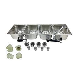 Waterworks Concession Sinks 4 Large Compartment Concession Sink Portable 4 Traps Hand Washing Food Truck Trailer