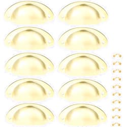 Yetaha Gold Drawer Pulls, 10PCS Bin Cup Cabinet Handles Retro Shell Shape Knobs for Dresser Cupboard Kitchen Furniture Decoration, with Screws (Gold)