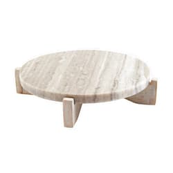 Mud Pie Marble Wood Pedestal, 2