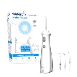 Waterpik Cordless Pearl Rechargeable Portable Water Flosser for Teeth, Gums, Braces Care and Travel with 4 Flossing Tips, ADA Accepted, WF-13 White