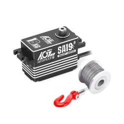 AGFRC 19KG Low-Profile Waterproof RC-Winch-Servo - 0.073Sec High Speed Full Metal Gear Brushless Programmable Black Smart Steering Servo with 25T Metal Servo Winch for 1/10 RC Car (SA19 Winch)