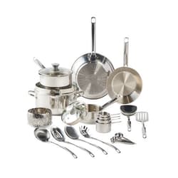 T-fal Gourmet Stainless Steel Cookware Set: 20-Piece Kitchen Essentials, Induction Compatible, Dishwasher Safe, Oven Safe to 500F, Durable Pots and Pans with Steamer for Versatile Cooking
